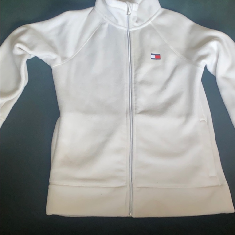 White Tommy Hilfiger Zip Up Jacker